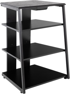 Audio Rack HiFi Regal 4 Ebenen Esche Schwarz Stahl Verstärker Plattenspieler