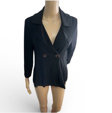 Chico's Travelers black double-breasted blazer stretchy knit sz  0  SMALL