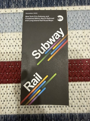 #ad December 2025 New York City NYC MTA Subway Metro North Railroad Map Most Recent $8.88