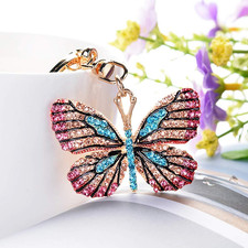 Cute Butterfly Shape Crystal Rhinestone Sparkling Keychain Bag Pendant Handbag C