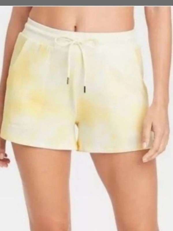 NWT Stars Above Women’s Soft Fleece Tie-Dye Lounge Pajama PJ Shorts Yellow Sz S