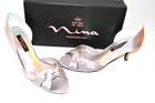 Nina CRISTA SHOES Royal Silver Satin WEDDING Heels Pumps Evening Dress 9.5 M