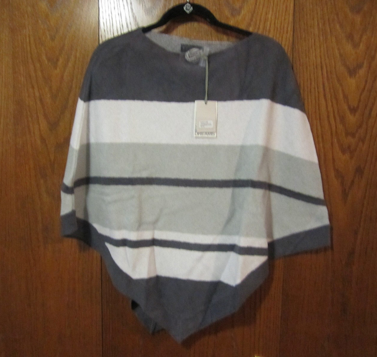 NWT Barefoot Dreams CozyChic Ultra Lite Ocean Breeze Poncho Blue Multi-Stripe OS