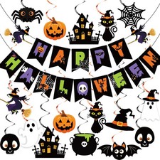 Halloween Party Decorations Happy Halloween Banner Ghost Pumpkin Witches Hanging