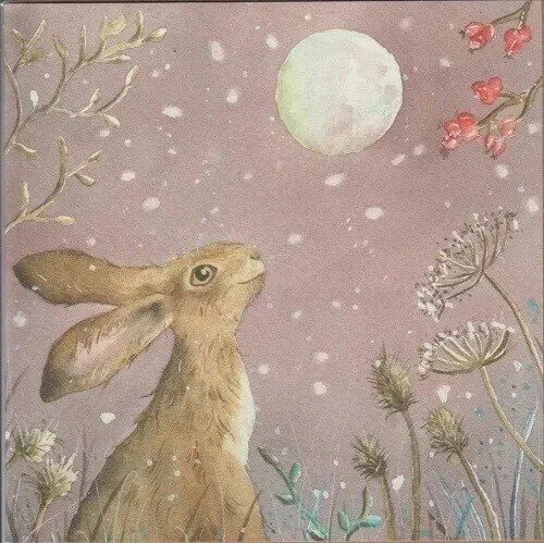 Love country card Hare Berries & snowflakes