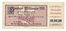 Notgeld - Oelde - Stadt Oelde - Gro&szlig;notgeld - 100 Millionen Mark - 1923 - selten