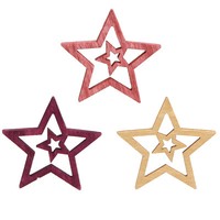 Streudeko Holzsterne Ø4Cm 72St Berry Rosa Natur Weihnachten, 72 StüCk