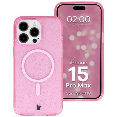 Handyhülle für iPhone 15 Pro Max Bizon Case Cover Schutzhülle Transparentrosa