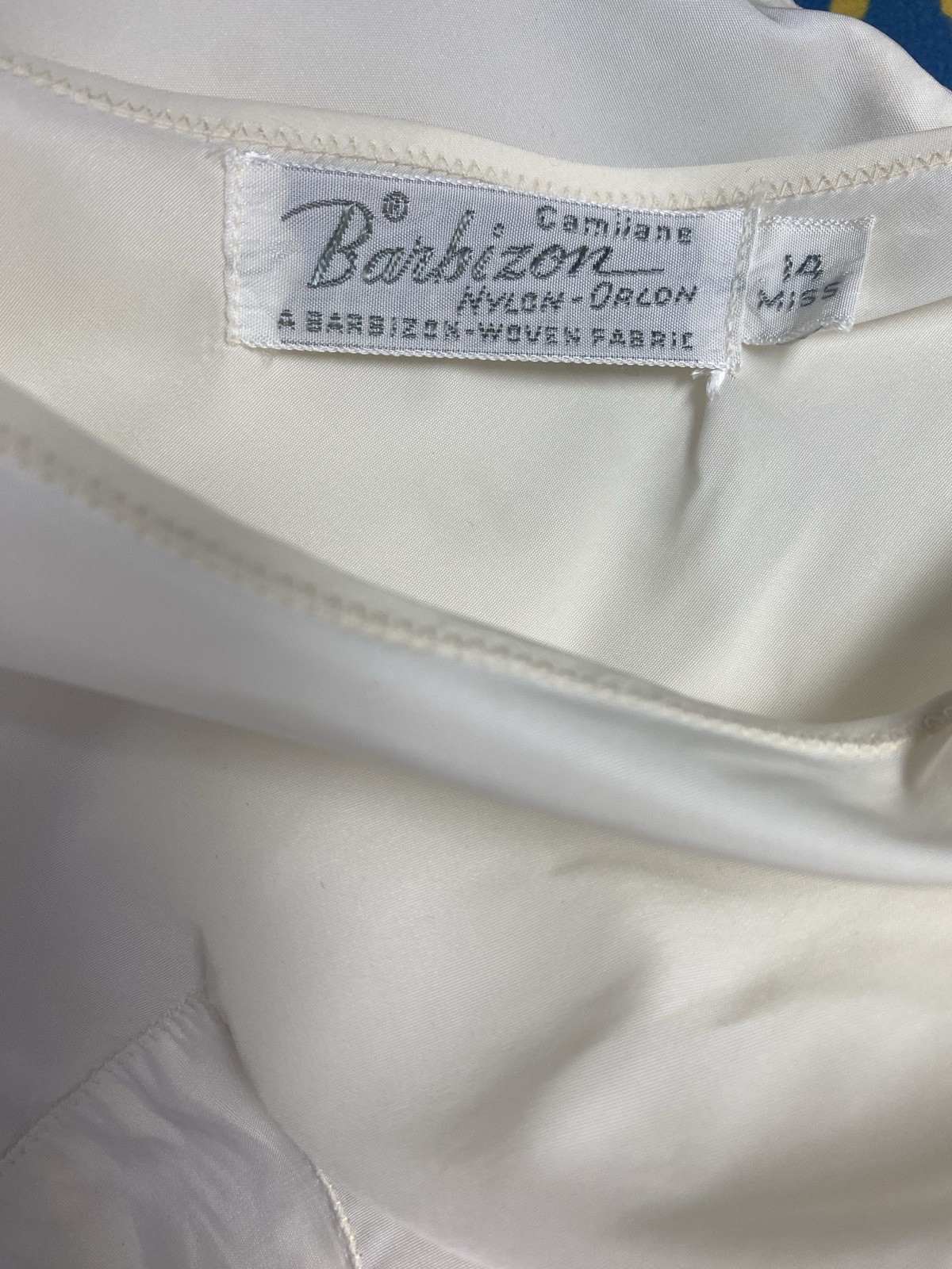 Vintage BARBIZON Off White Semi-sheer Full Slip Dress Lingerie Pinup Modern 8 thumbnail 5