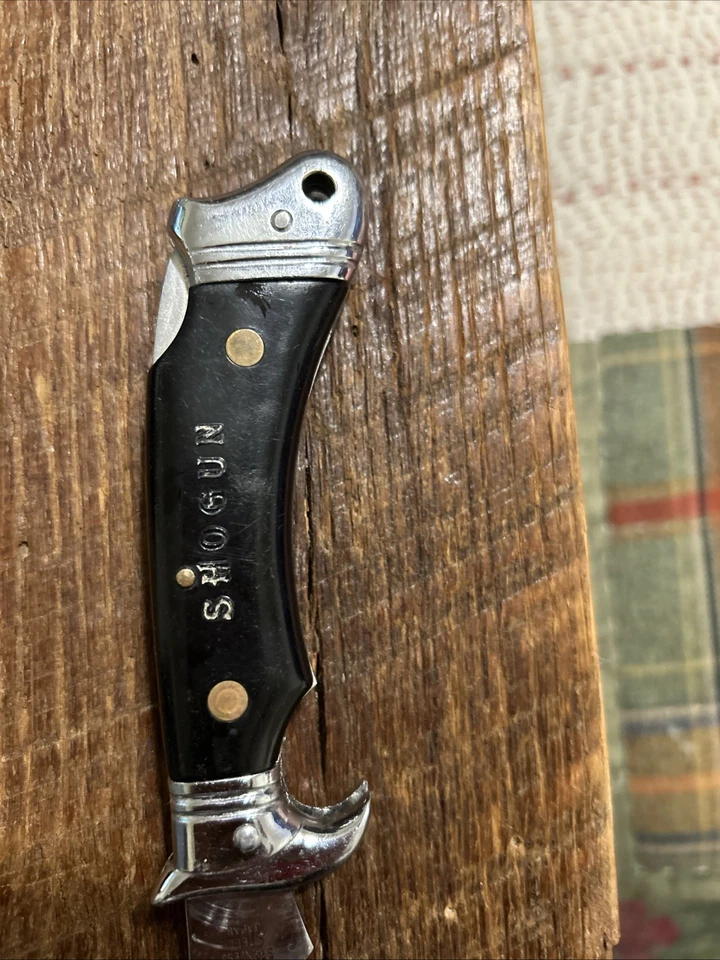 Cuchillo plegable japonés ShoGun vintage de acero inoxidable Foto 2 de 4