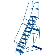 Global Industrial 10 Step Steel Rolling Ladder with 24"W Perforated Step