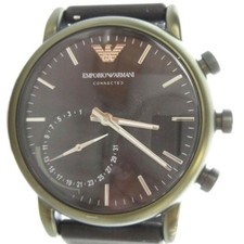 Emporio Armani NDW2H ART3016 Watch Quartz Logo Black Dial Silver Color Used 7961