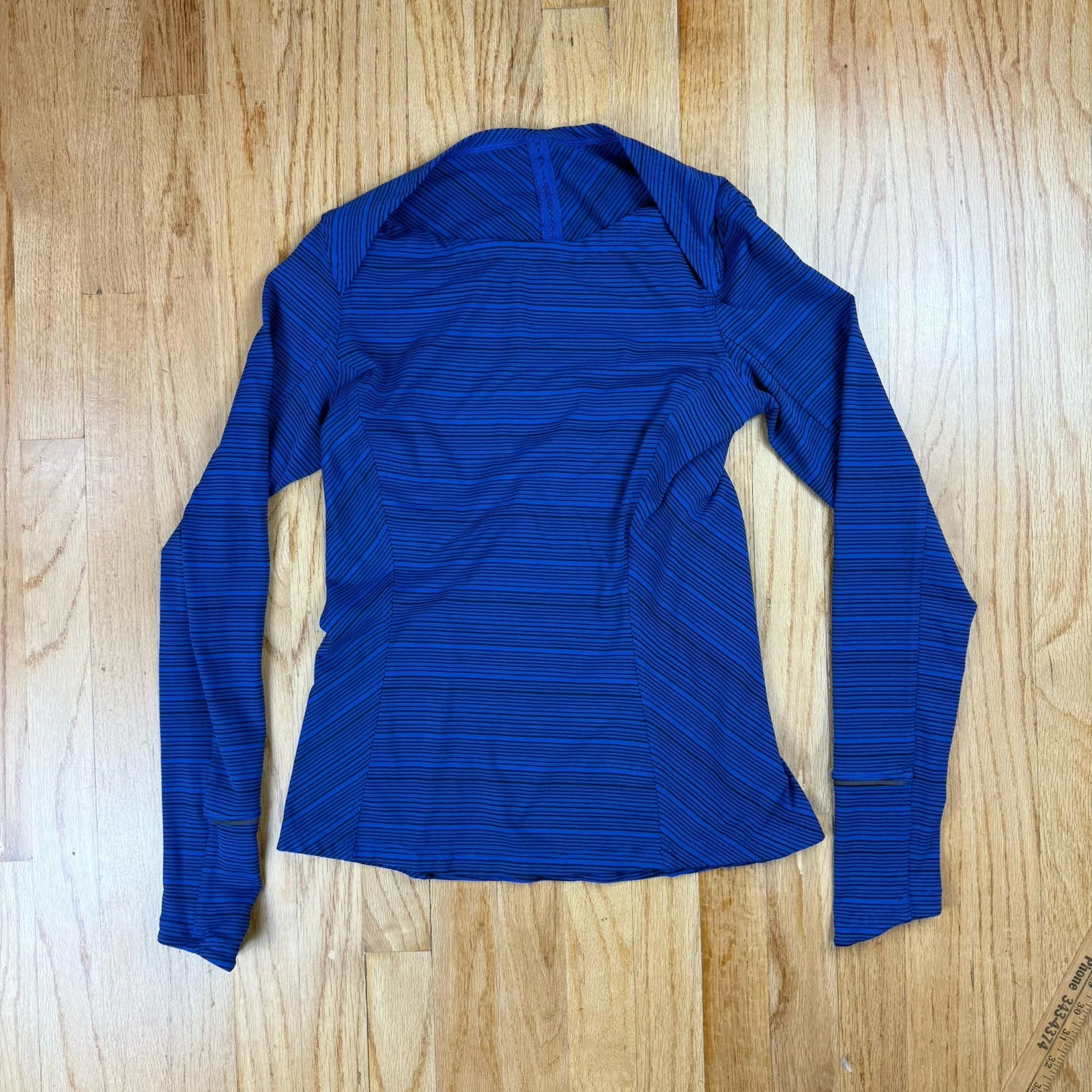 Lululemon Kanto Catch Me Long Sleeve Top Kanto Stripe Sapphire Blue Black Size 8