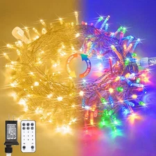 JMEXSUSS 33ft 100 LED Color Changing String Lights Warm White to Multicolor 