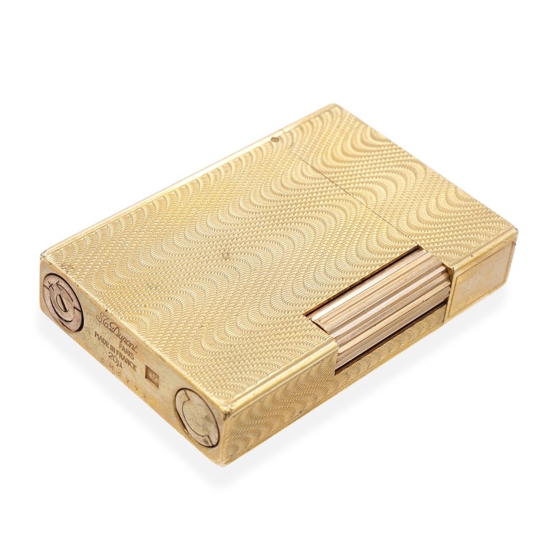 S.T. Dupont Paris Gold Plated Guilloché Pattern Rollagas Lighter