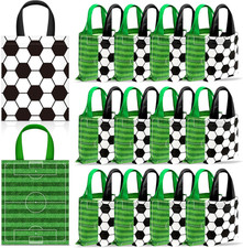 24 Pcs Soccer Party Favors Bags with Handles Reusable Non-Woven Soccer Tote Trea