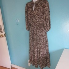 By the River Cottagecore Womens Size S Midi Brown Floral Dress Unworn NWoT