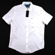 Tommy Hilfiger Shirt Mens M White Button Down Collar Short Sleeve Pocket 69 NEW