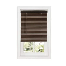 Cordless Window Mini Blinds 1" Slats Room Darkening Mahogany Vinyl 64" (Length)