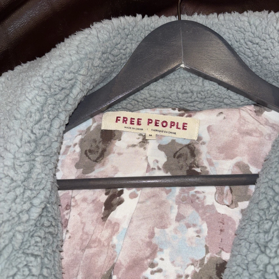 Free People Coat Tessa Teddy Longline Faux Sherpa Medium Oversized Boho Chic - Image 2 of 4