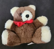 Rare Vintage Russ Berrie Brown Teddy Bear Red Bow Plush Stuffed Animal 5  