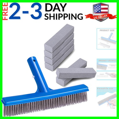 #ad 7 Pcs Pool Cleaning Kit Stainless Steel Pool Brush amp; Stones for Tile Metal... $14.99