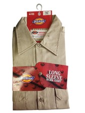 Dickies Medium Khaki Long Sleeve Work Shirt Neck 15-15 1/2  Sleeve 33 