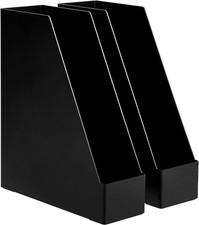 Image of Plastic Organizer - Magazine Rack, Black, 2-Pack 2 Pack