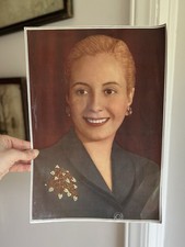 Vintage Eva Peron Evita Portrait Poster Picture Industria Argentina