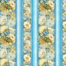 Whisper Forest Blue Floral 11in Stripes Timeless Treasures BTY 44" Wide