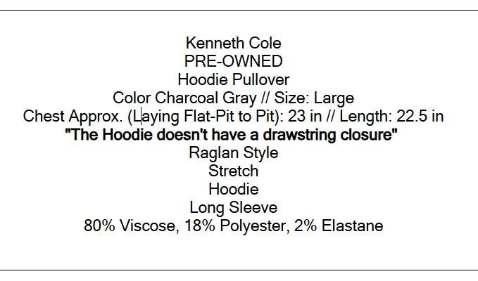 Sudadera con capucha para mujer KENNETH COLE Pullover manga larga GRANDE gris carbón Foto 2 de 4
