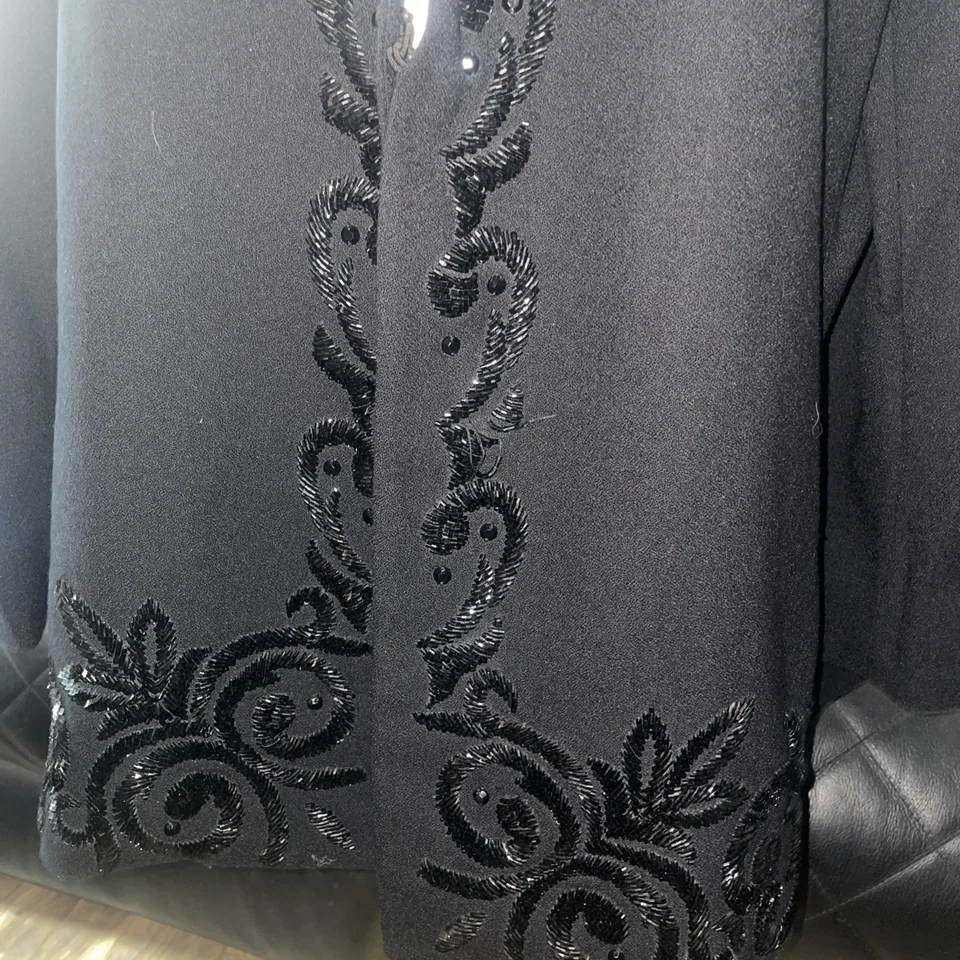 Blazer vintage John Meyer talla 18W negro con cuentas 100 % lana Foto 3 de 4