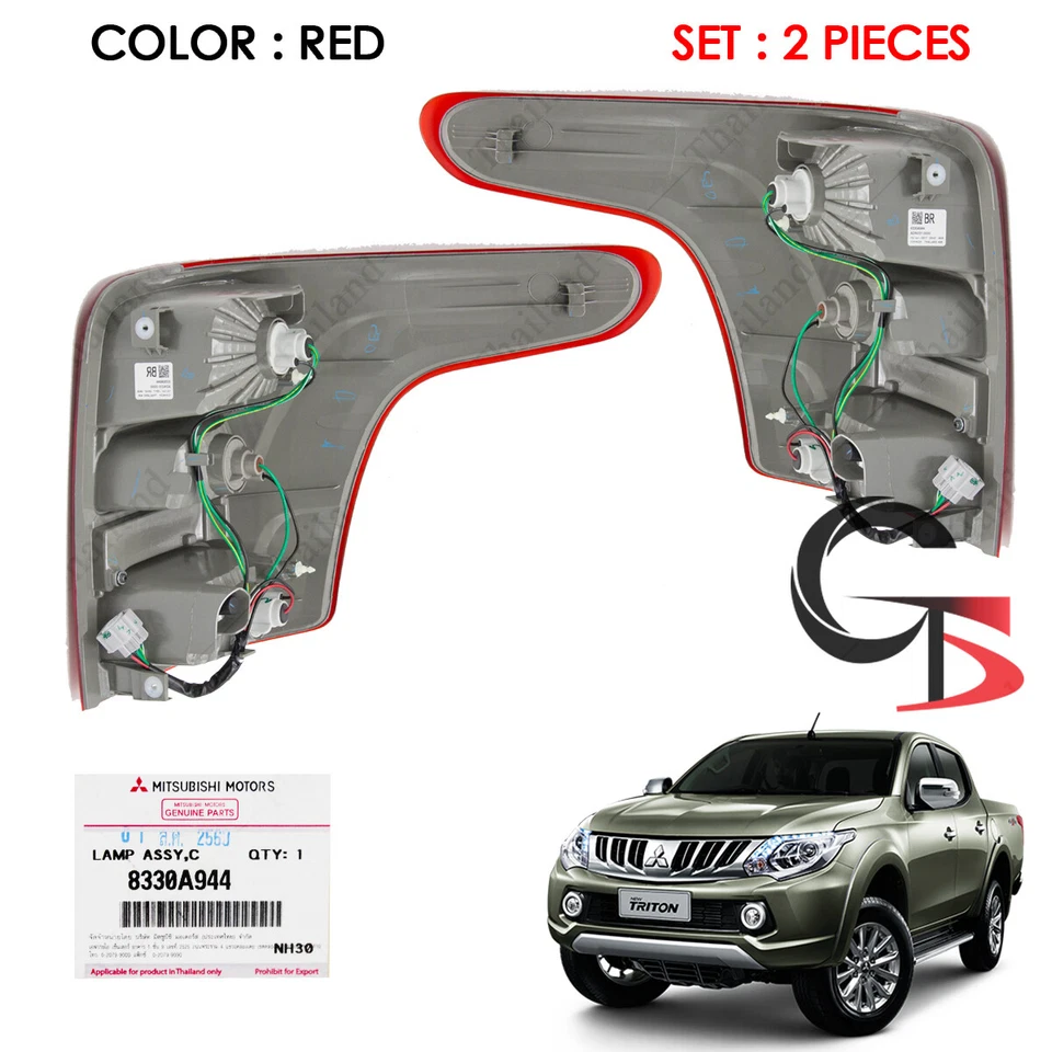 Se adapta a Mitsubishi Triton L200 2015 2016 17 LH RH lámpara trasera borde rojo genuino Foto 3 de 3