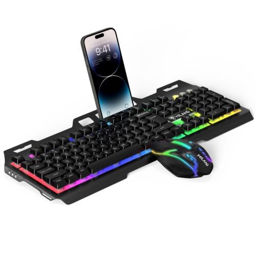Gaming Keyboard and Mouse Wired Colorful Glowing Mechanical Feel Backlit For PC - Picture 3 of 15