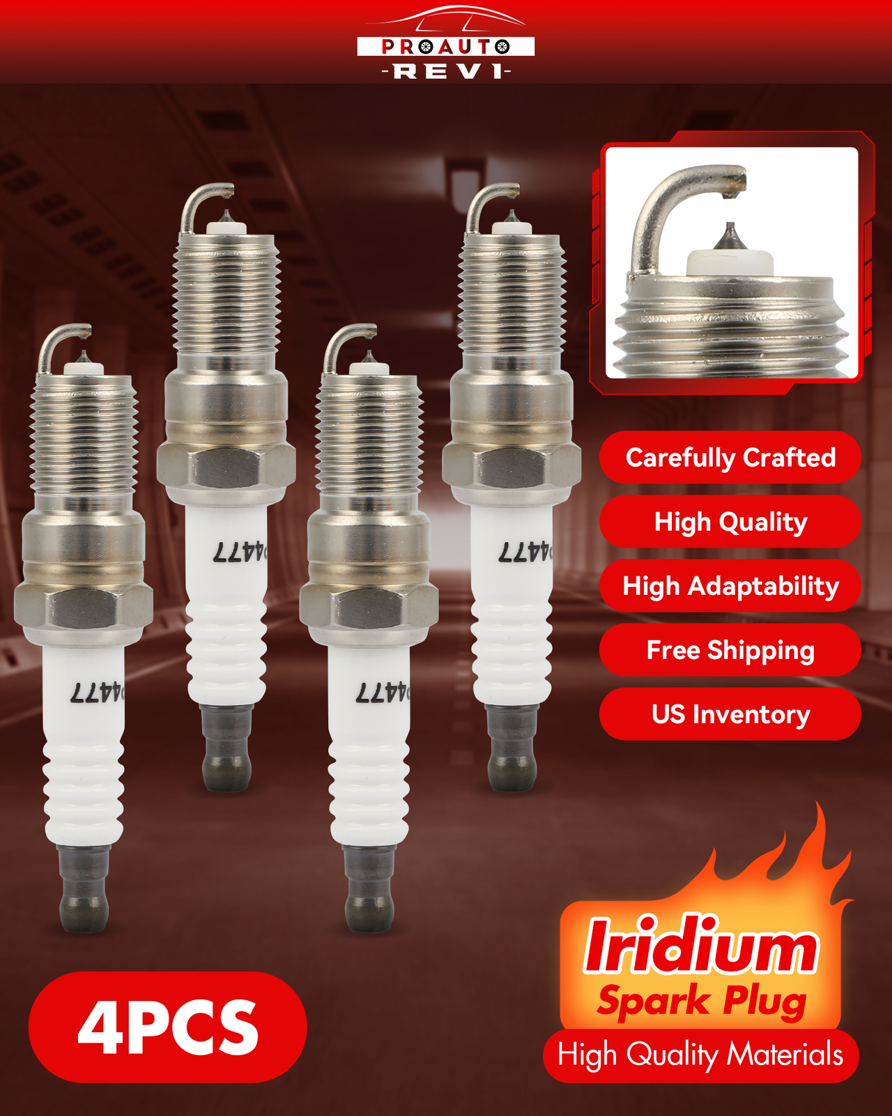 Pack 4 Iridium Spark Plugs For 2004-2005 Mazda 3 2.0L L4 Ford Focus 2.3L