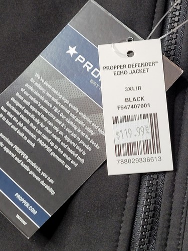 Propper F5474 Soft Shell Defender Echo Fleece Insulated Jacket Black 3XL/R NWT - Picture 5 of 8