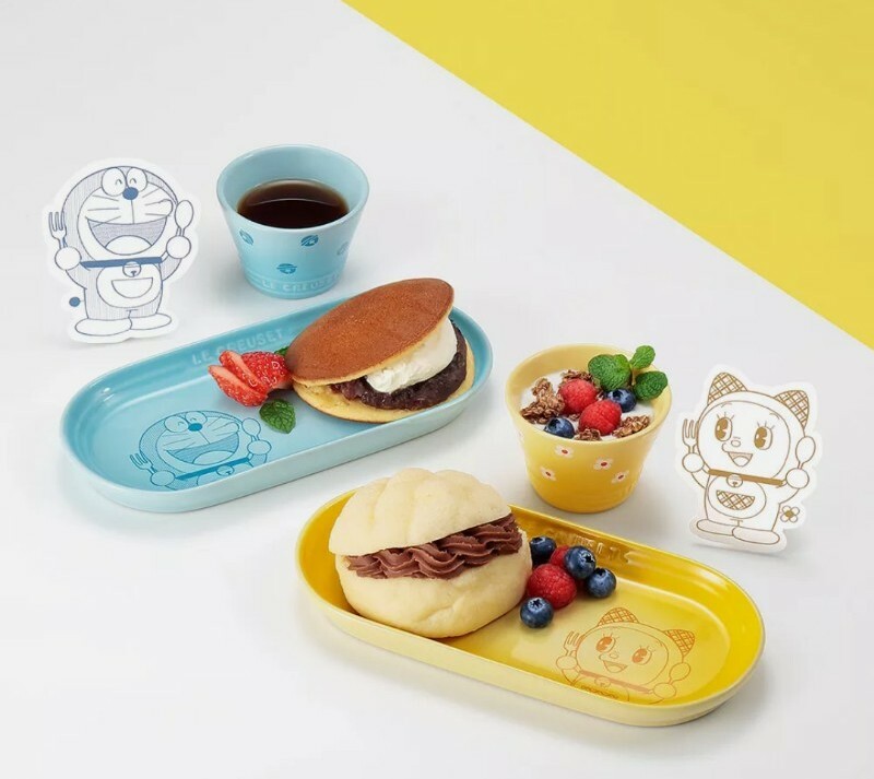LE CREUSET x Doraemon Oblong Plate bowl Set Dorami Soleil yellow