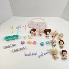 HUGE Vintage 1989 Tyco Quints Lot 9 Dolls 5 Helmets 3 Bottles Sleeping Bag Read