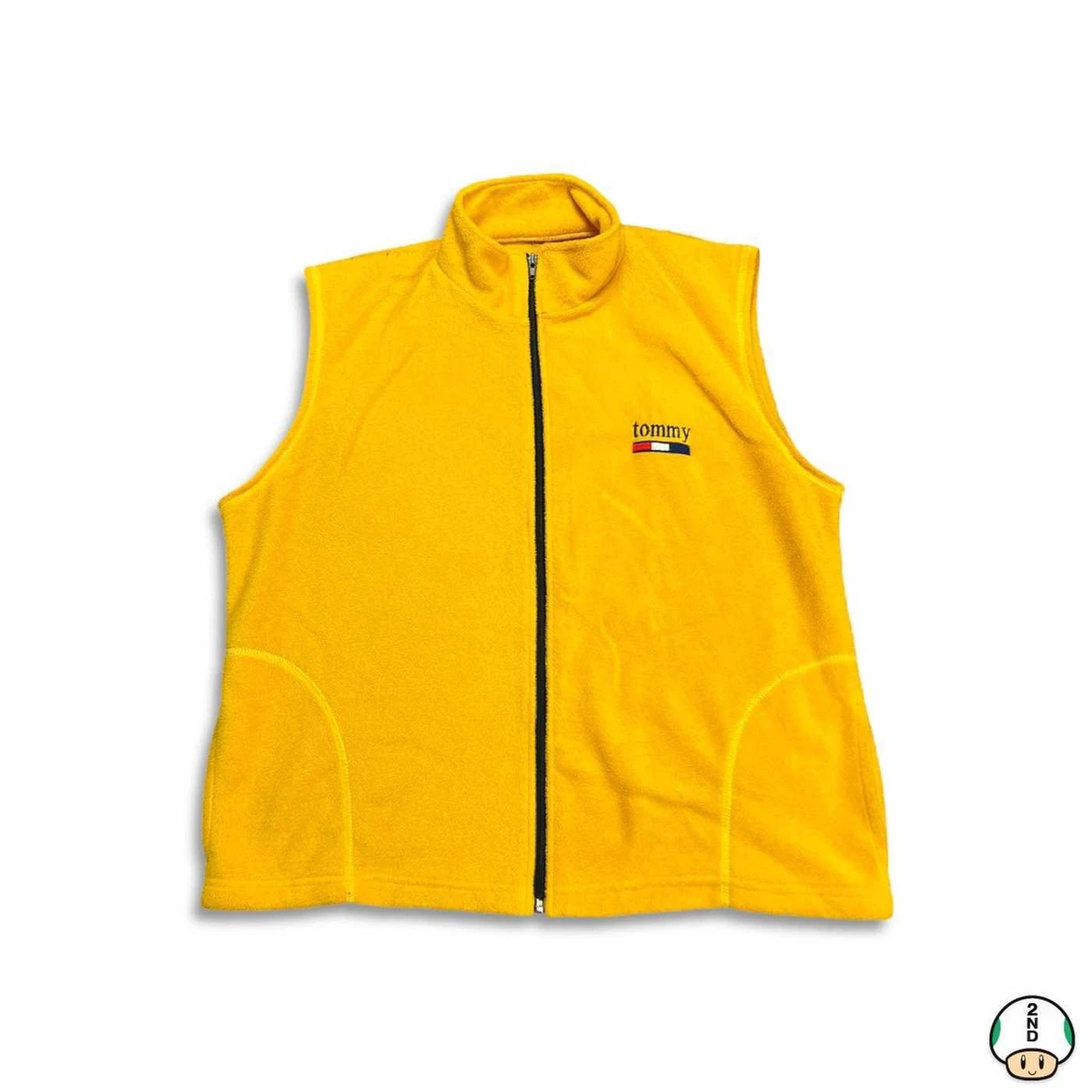 Vintage 90s Tommy Hilfiger Fleece Vest Mens Medium Yellow eBay