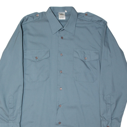 J.WEDER-MEIER AG Mens Worker Shirt Blue Long Sleeve L - Picture 2 of 6