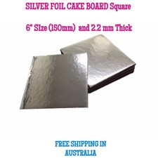 6" Inch Cardboard Cake Board Square Silver Thickness 2mm - Premium cakeboards