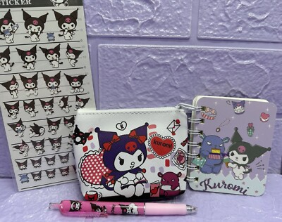 Kuromi Geldbörse Notizbuch Aufkleber Streifen Gel Stift süß Geschenk Paket Kawaii Sanrio