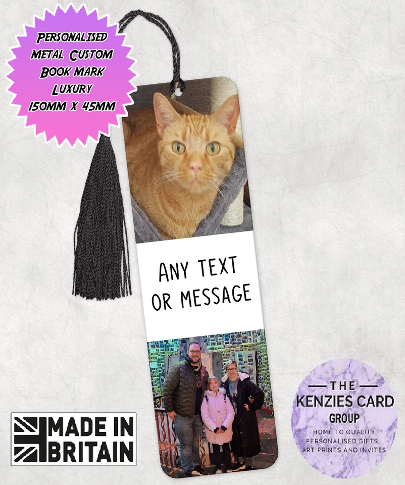 BEA GARDEN UK Personalised bookmark Page Marker photo design book lover bookworm gift V3