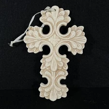 Decorative Cross Ornate Distressed White Hanging Wall Decor Christian Easter
