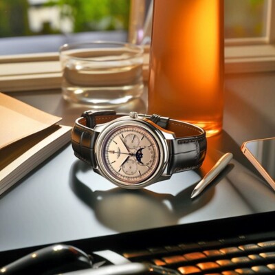 Men's Classic 3-Hand Pilot Quartz Leather Strap Watch, 40mm