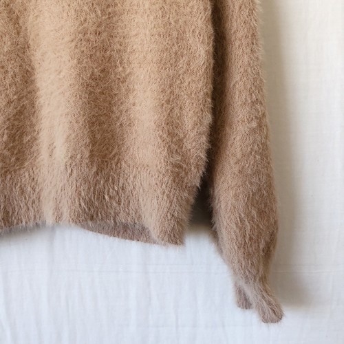 Paper Heart Fluffy Knit Jumper Size S Brown Cropped Pullover Balloon Sleeves - Picture 6 of 11