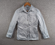 Fay Women's Retro Light Blue Snap Button Short Trench Coat Rain Jacket - Xs