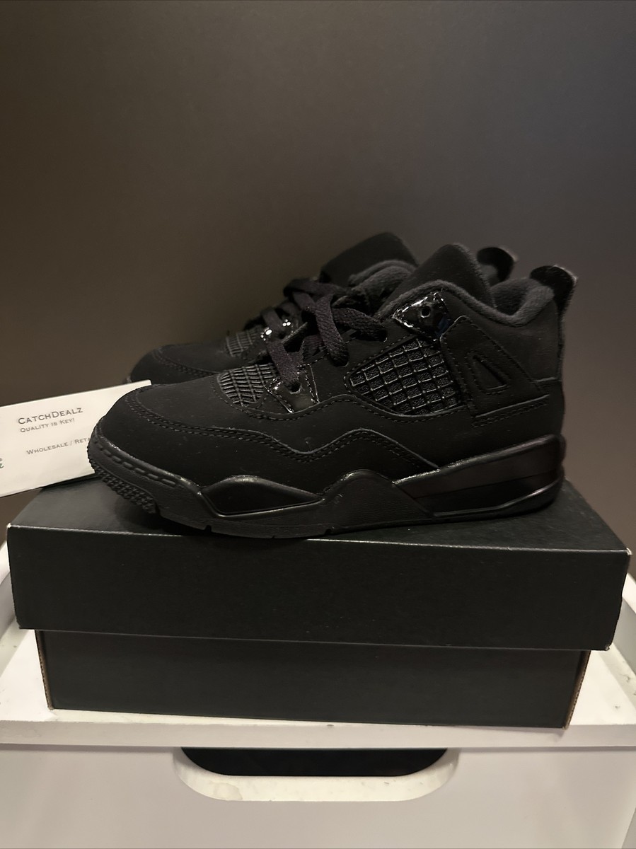 Nike Air Jordan 4 Retro Black Cat BQ7670-010 Toddler Kids Size 10c