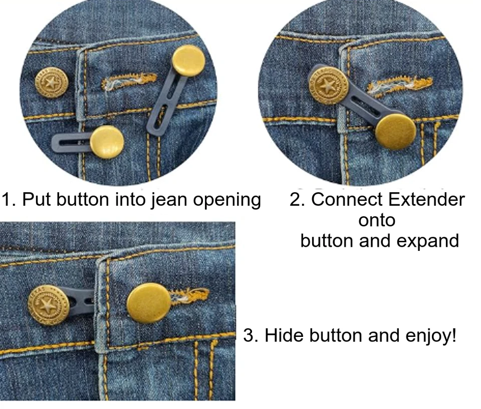 2 XL Waist Extension Pants Jeans Trouser widen Expander Button Elastic Extender - Image 3 of 3