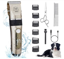 Dog Clippers ,2-Speed Rechargeable Cordless Pet Grooming Kit w Scissors & Combs